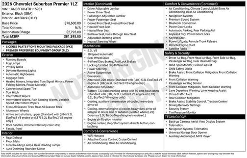 Black 2026 Chevrolet Suburban Premier