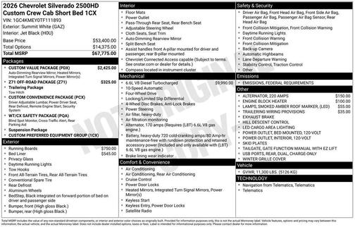 2026 Chevrolet Silverado 2500 Custom