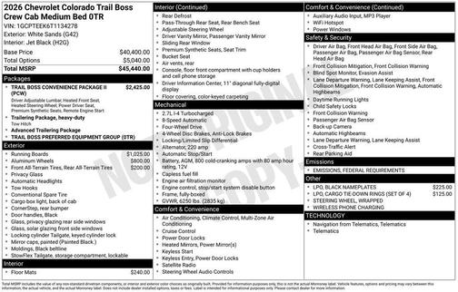 2026 Chevrolet Colorado Trail Boss