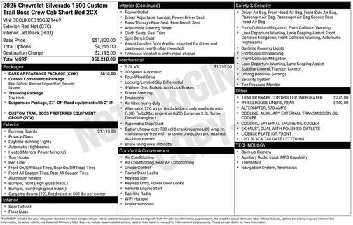2025 Chevrolet Silverado 1500 Custom Trail Boss