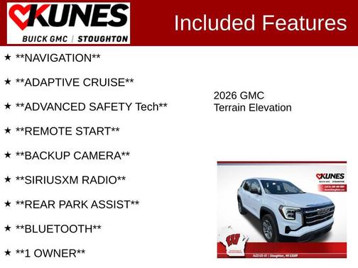 Summit White 2026 GMC Terrain FWD Elevation