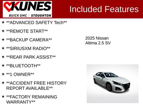 Glacier White 2025 Nissan Altima 2.5 SV