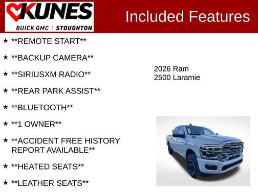 Bright White Clearcoat 2026 RAM 2500 Laramie Crew Cab 4x4 6'4' Box
