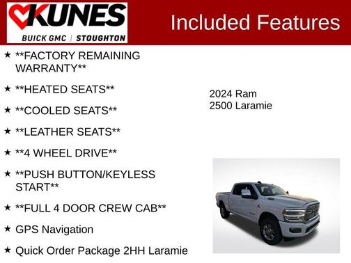 Bright White Clearcoat 2024 RAM 2500 Laramie Crew Cab 4x4 6'4' Box