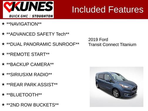 Blue Metallic 2019 Ford Transit Connect Titanium w/Rear Liftgate