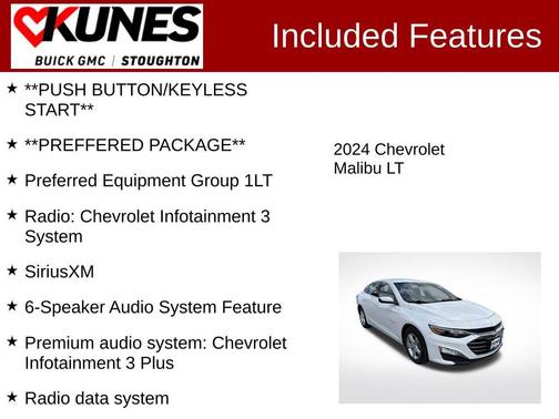 Summit White 2024 Chevrolet Malibu FWD 1LT