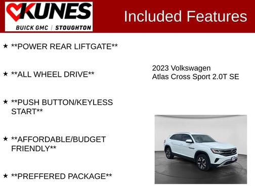 Pure White 2023 Volkswagen Atlas Cross Sport 2.0T SE