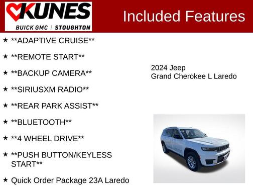 Bright White Clearcoat 2024 Jeep Grand Cherokee L Laredo