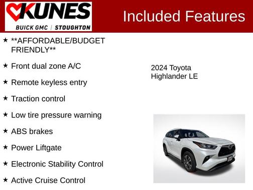 White 2024 Toyota Highlander LE