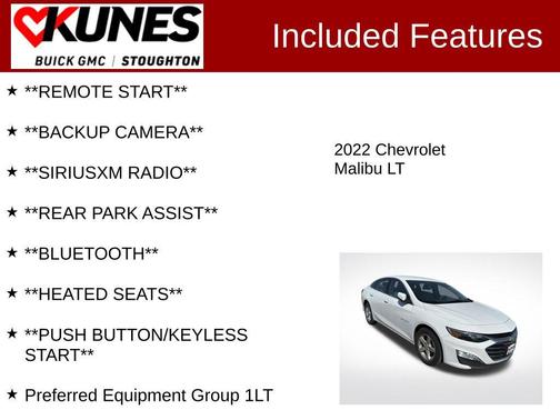 Summit White 2022 Chevrolet Malibu FWD LT