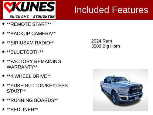 Bright White Clearcoat 2024 RAM 3500 Big Horn Crew Cab 4x4 8' Box