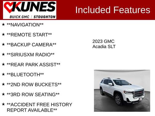 Summit White 2023 GMC Acadia SLT
