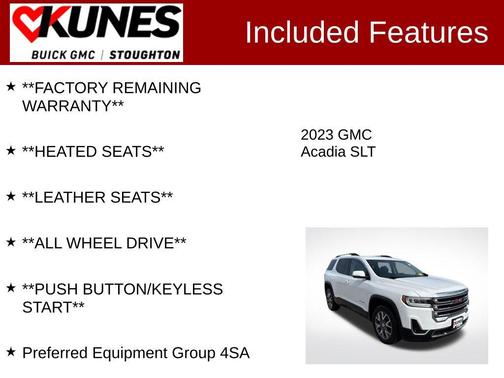 Summit White 2023 GMC Acadia SLT
