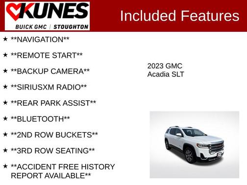 Summit White 2023 GMC Acadia SLT