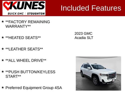 Summit White 2023 GMC Acadia SLT