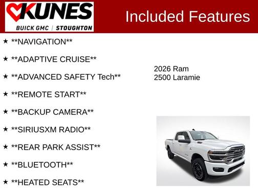 Bright White Clearcoat 2026 RAM 2500 Laramie Crew Cab 4x4 6'4' Box