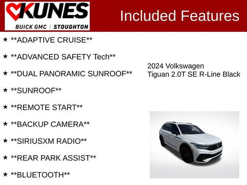 Opal White Pearl 2024 Volkswagen Tiguan 2.0T SE R-Line Black 4MOTION