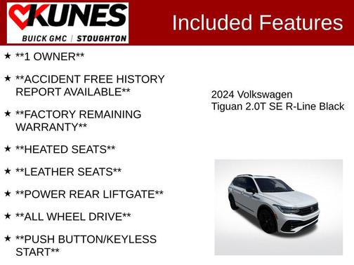 Opal White Pearl 2024 Volkswagen Tiguan 2.0T SE R-Line Black 4MOTION