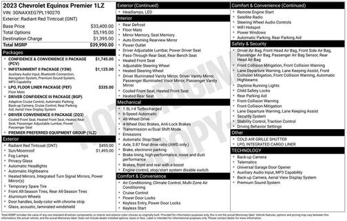 Radiant Red Tintcoat 2023 Chevrolet Equinox Premier w/1LZ