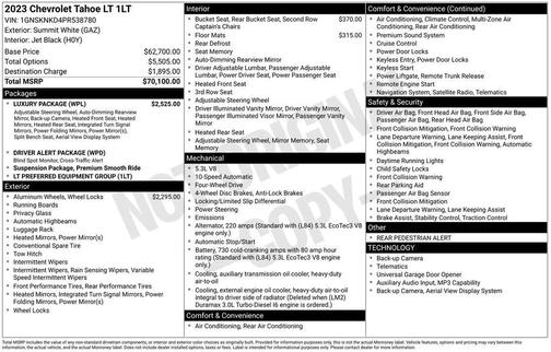 Summit White 2023 Chevrolet Tahoe LT