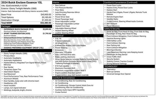 Ebony Twilight Metallic 2024 Buick Enclave Essence AWD
