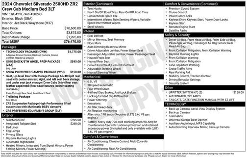 Black 2024 Chevrolet Silverado 2500 4WD Crew Cab Standard Bed ZR2