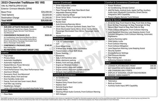 Crimson Metallic 2023 Chevrolet Trailblazer RS