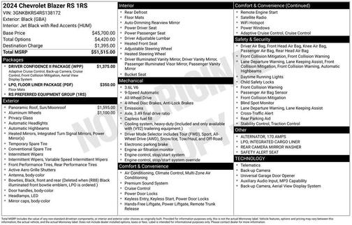 Black 2024 Chevrolet Blazer RS