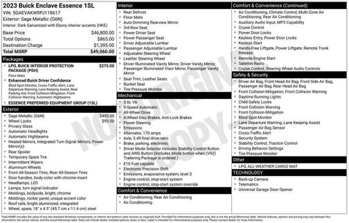 Sage Metallic 2023 Buick Enclave Essence AWD