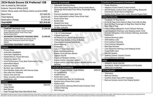 Summit White 2024 Buick Encore GX Preferred
