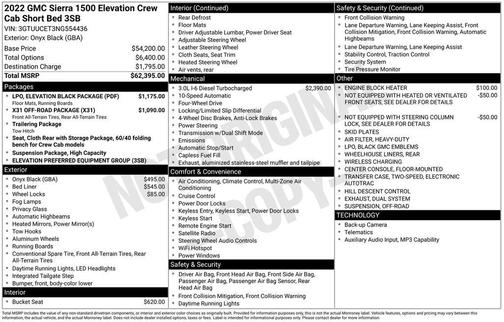 Onyx Black 2022 GMC Sierra 1500 Elevation