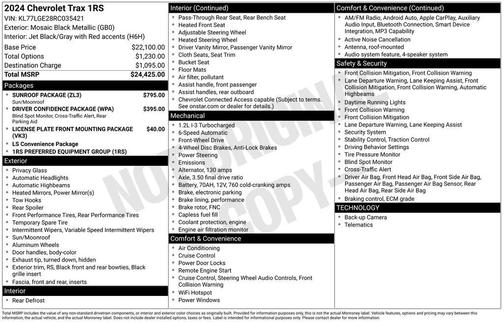 Mosaic Black Metallic 2024 Chevrolet Trax FWD 1RS