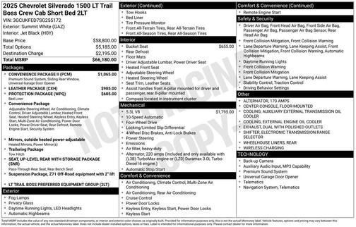 Summit White 2025 Chevrolet Silverado 1500 LT Trail Boss