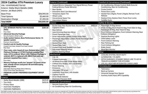 Stellar Black Metallic 2024 Cadillac XT6 Premium Luxury AWD