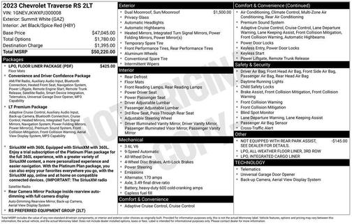 Summit White 2023 Chevrolet Traverse RS