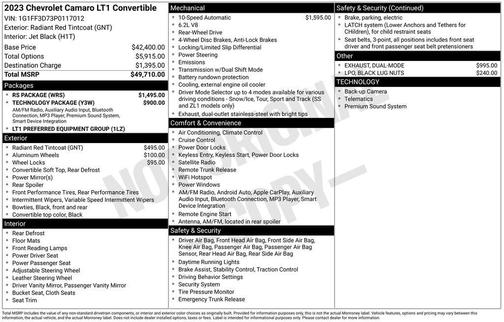 2023 Chevrolet Camaro RWD Convertible LT1