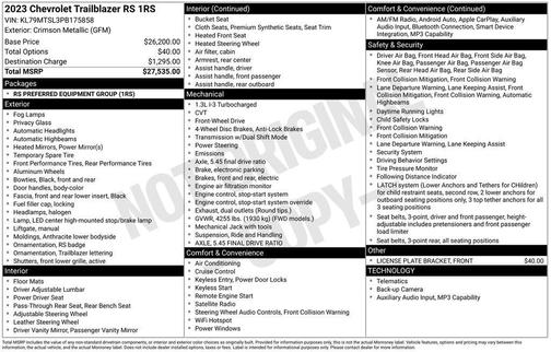 Crimson Metallic 2023 Chevrolet Trailblazer RS