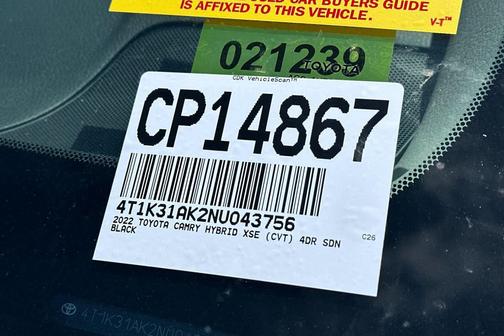 Wind Chill Pearl/Midnight Black Metallic 2022 Toyota Camry XSE