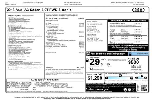 2018 Audi A3 2.0T Premium