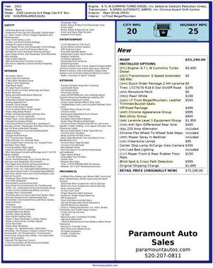 2021 RAM 2500 Laramie Mega Cab 4x4 6'4' Box