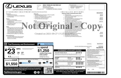 2022 Lexus RX 350 Base