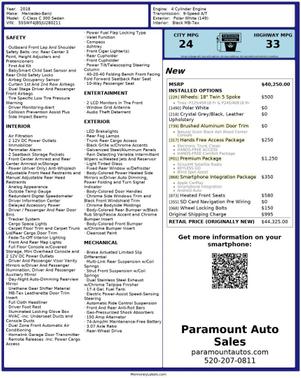 2018 Mercedes-Benz C-Class C 300 Sedan 4D