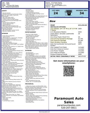 2018 BMW 530 530i Sedan 4D