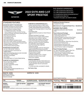 2022 Genesis GV70 3.5T AWD Sport
