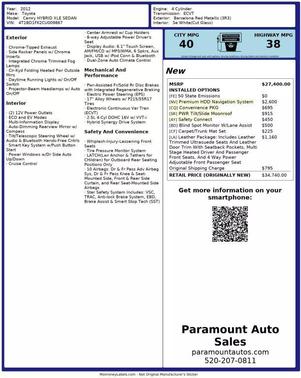 2012 Toyota Camry Hybrid XLE