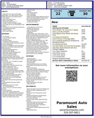 2018 Mercedes-Benz E-Class E 300 Sedan 4D