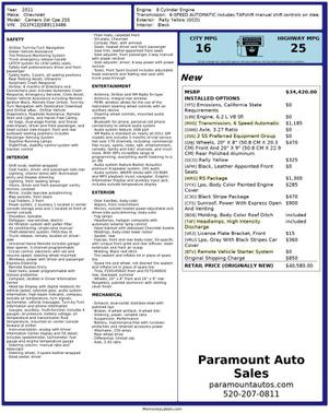 Rally Yellow 2011 Chevrolet Camaro 2SS