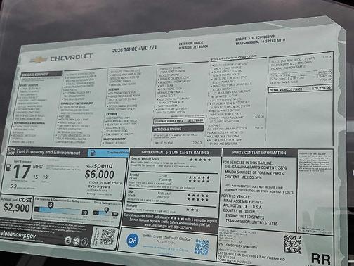 Black 2026 Chevrolet Tahoe Z71