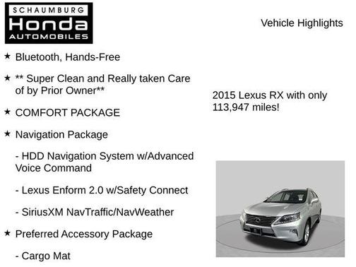 Silver Lining Metallic 2015 Lexus RX 350 Base