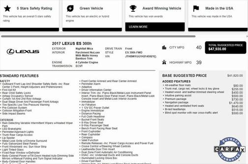 2017 Lexus ES 300h Base